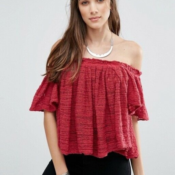 Free People Tops - Free People Top Thrills & Frills Lace Off Shoulder
